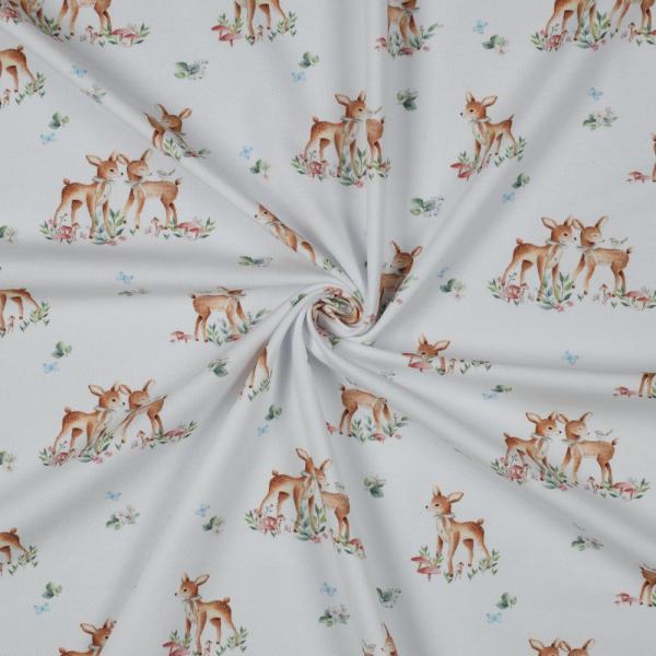Baumwolljersey Rehe auf Weiß
